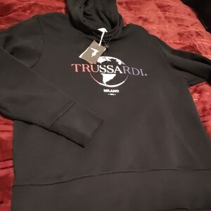 Trussardi Black Hoodie with Colorful Logo
